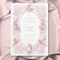 Élégant Mariage Chinoiserie Rose Nature et Oiseaux