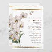 Invitation Élégant Mariage chrétien de l'orchidée blanche (Devant / Derrière)