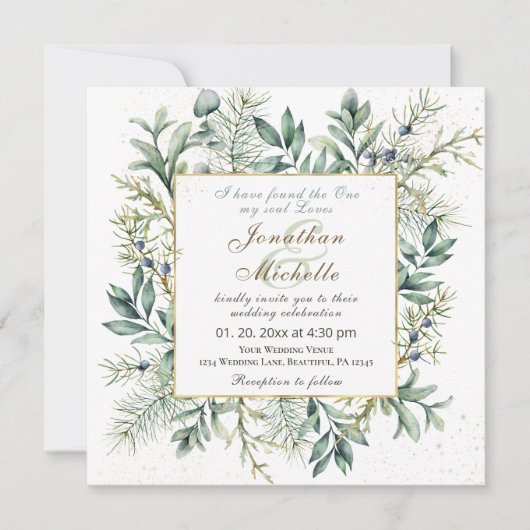 Invitation Élégant Mariage chrétien Eucalyptus À feuillage pe (Devant)