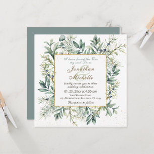 Invitation Élégant Mariage chrétien Eucalyptus À feuillage pe