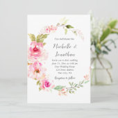 Invitation Élégant Mariage chrétien rose floral (Debout devant)