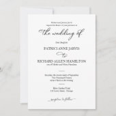 Invitation Élégant mariage classique avec écriture noir et bl (Devant)
