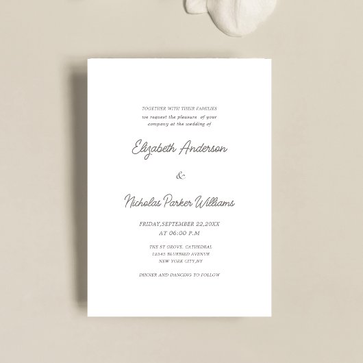 Invitation élégant mariage classique calligraphié 