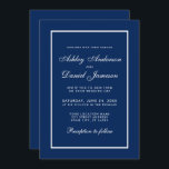 Invitation Élégant Mariage classique moderne<br><div class="desc">Moderne Elégant,  mais simple Mariage Classic Bleu et Blanc Invitation Card</div>
