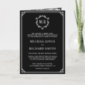 Invitation Élégant Mariage Classique Monogramme Noir et Blanc (Devant)