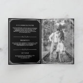 Invitation Élégant Mariage Classique Monogramme Noir et Blanc (Intérieur)