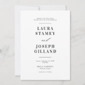 Invitation Élégant Mariage classique noir et blanc (Devant)