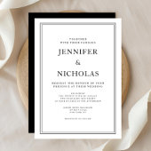 Invitation Élégant Mariage Classique Noir Et Blanc