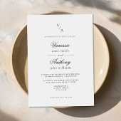 Invitation Élégant Mariage classique noir et blanc