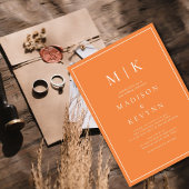 Invitation Elégant Mariage classique orange et blanc