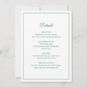 Invitation Élégant Mariage Classique Vert Émeraude (Dos)
