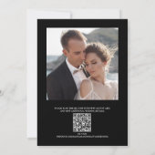 Invitation Élégant Mariage Code QR Crête Monogramme Noir (Dos)