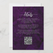 Invitation Élégant mariage code QR floral argent plum (Dos)