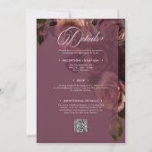 Invitation Élégant Mariage Code QR Floral Bourgogne Rustique (Dos)
