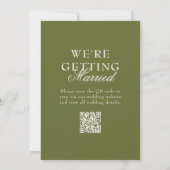 Invitation Élégant mariage code QR vert olive (Dos)