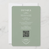 Invitation Élégant Mariage Code QR Vert Sauge Victorien (Dos)