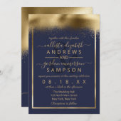 Invitation Elégant Mariage Confetti Sprayed Faux or (Devant / Derrière)