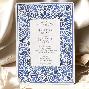 Invitation Elégant Mariage couleur bleu azur italien