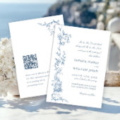 Invitation Élégant Mariage couleur bleu couleur orné victorie