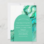 Invitation Elégant Mariage couleur marbre Turquoise Emerald (Devant)