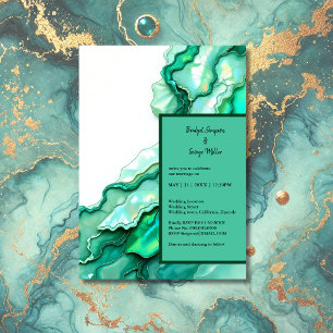 Invitation Elégant Mariage couleur marbre Turquoise Emerald