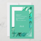 Invitation Elégant Mariage couleur marbre Turquoise Emerald (Dos)