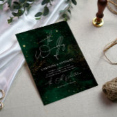 Invitation Élégant Mariage couleur noir vert émeraude