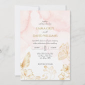 Invitation Elégant Mariage couleur or rose vif (Devant)
