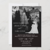 Invitation Elégant mariage couple Halloween Castle House (Devant)