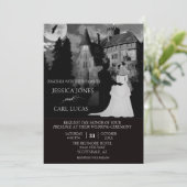 Invitation Elégant mariage couple Halloween Castle House (Debout devant)