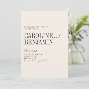 Invitation Élégant mariage crème ivoire écriture formelle mod
