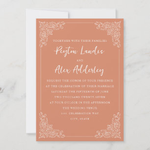 Invitation Élégant Mariage Crème Terracotta Vintage