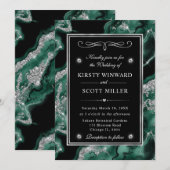 Invitation Élégant Mariage d'agate de Parties scintillant ver (Devant / Derrière)
