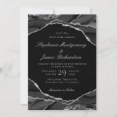 Invitation Élégant Mariage d'âge noir à huile d'argent (Devant)