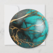 Invitation Élégant Mariage d'âge Turquoise et Or (Dos)