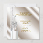 Invitation Elégant Mariage Damas Crème blanc Champagne (Dos)
