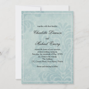 Invitation Élégant Mariage damassé Bleue