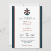 Invitation Élégant Mariage d'Ancres de la marine nautique (Devant)