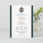 Invitation Élégant Mariage d'Ancres de la marine nautique (Debout devant)