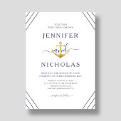 Invitation Élégant Mariage d'Ancres nautiques