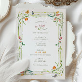 Invitation Élégant Mariage d'aquarelle à papillon floral