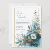 Invitation Elégant Mariage d'aquarelle Azure Blooms (Devant)