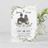 Invitation Elégant Mariage d'aquarelle blanc et vert (Debout devant)