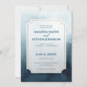 Invitation Elégant Mariage d'aquarelle bleu (Devant)