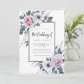 Invitation Elégant Mariage d'aquarelle bleu et blanc (Debout devant)