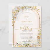 Invitation Elégant Mariage d'aquarelle couleur or blanc (Devant)