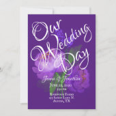 Invitation Élégant Mariage d'aquarelle couleur violet (Devant)