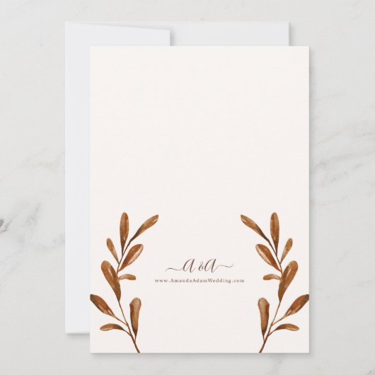 Invitation Elégant Mariage d'aquarelle d'automne Vintage (Dos)