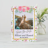 Invitation Élégant Mariage d'aquarelle de couleur rose pâle (Debout devant)