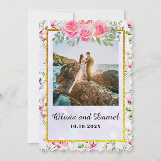 Invitation Élégant Mariage d'aquarelle de couleur rose pâle (Devant)